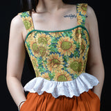 Galartsy Van Gogh Sunflower Tapestry Corset top, view 2