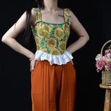 Galartsy Van Gogh Sunflower Tapestry Corset top, view 6