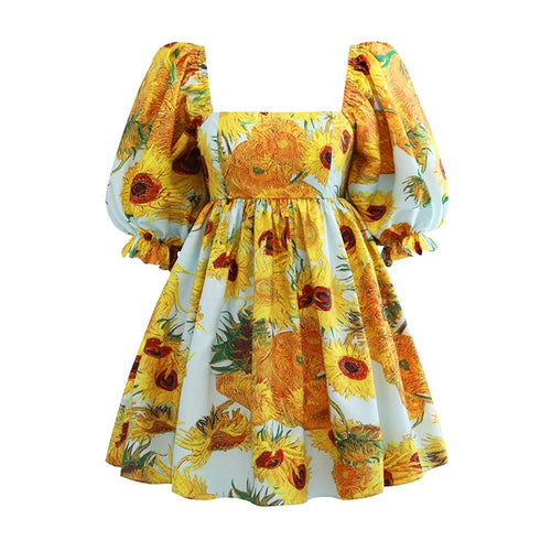 Galartsy Van Gogh Sunflowers Puffy mini dress