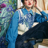 Galartsy Van Gogh Vintage Waistcoat Cardigan, view 2