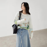 Galartsy Van Gogh Wheat Field Mohair Knit Sweater, view 5