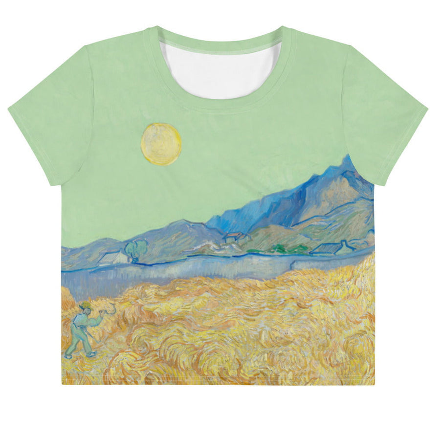 Galartsy Van gogh wheat field with a reaper crop top