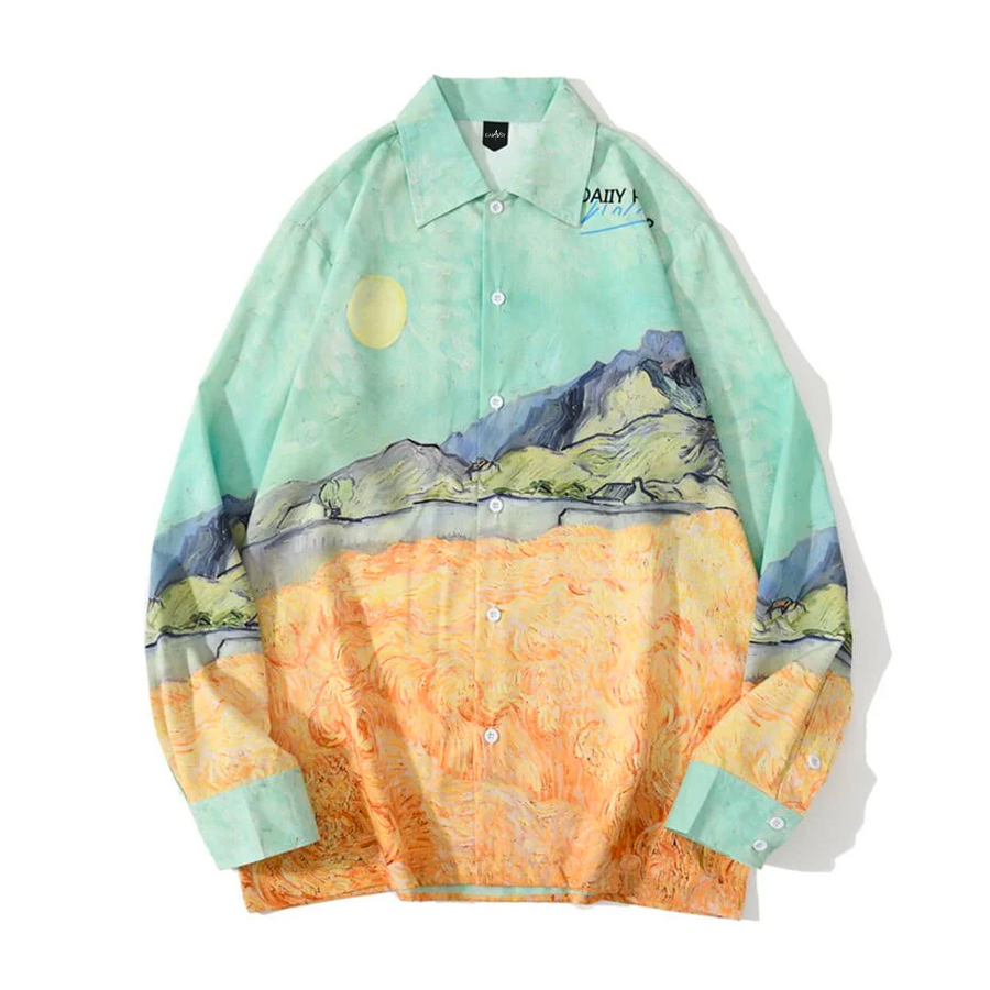 Galartsy Van gogh Wheatfield with a Reaper Shirt