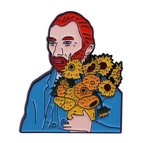 Galartsy Van Gogh with sunflowers enamel pin