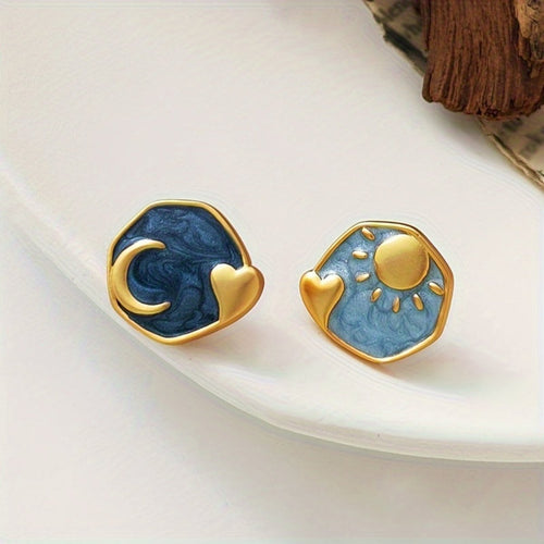 Galartsy Van gogh inspired Asymmetric Earrings