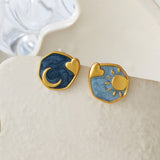 Galartsy Van gogh inspired Asymmetric Earrings, view 2