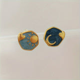 Galartsy Van gogh inspired Asymmetric Earrings, view 5