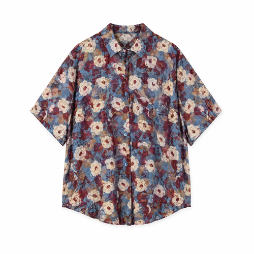 Galartsy Vintage Botanical Chiffon Blouse