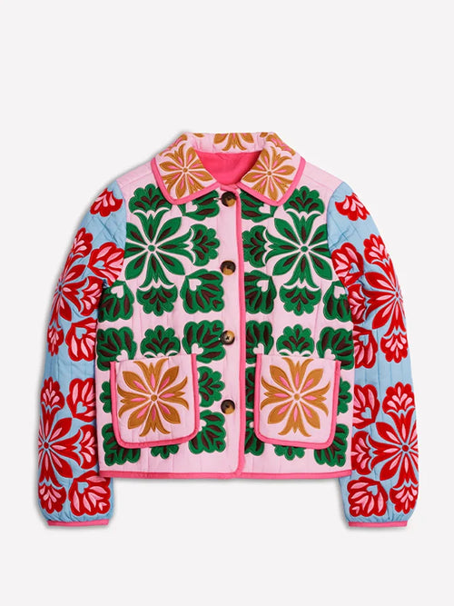 Galartsy Vintage Floral Quilted Jacket