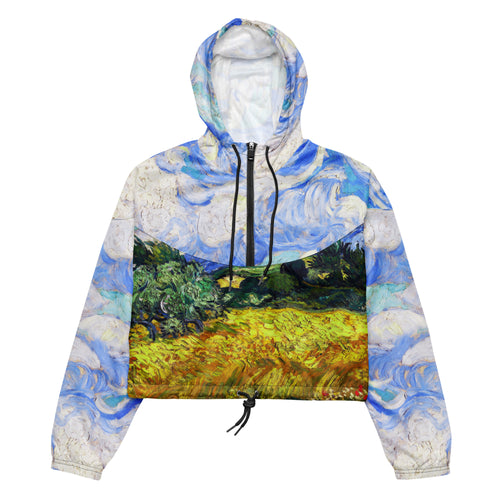 Galartsy Wheat Field with Cypresses cropped windbreaker