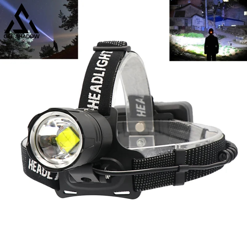 GELSHADOW GS251-120,000LM Super Bright LED Rechargeable Headlamp, Zoomable Head lamp