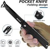 GELSHADOW 3.5 inch Pocket Knife with Clip and Feather Pattern Blade, EDC Knife for Outdoor-GS22, view 4
