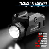GELSHADOW 800LM Tactical Light 4 Mode USB Rechargeable Quick Release Picatinny Rail Mount, view 2