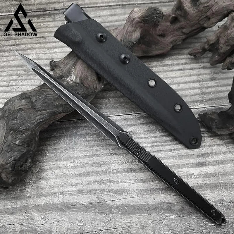 GELSHADOW 9.4in Tactical Fixed Blade Knife with Sheath, Tea Needle 440C Stainless Steel-GS89