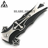 GELSHADOW CELTIC CROSS Folding Blade STILETTO Pocket Knife Black-GS42, view 2