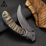 GELSHADOW Damascus Steel Croissants Folding Knife Machete-GS30, view 2