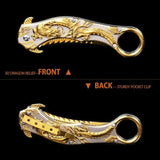 GELSHADOW Portable folding knife with gold dragon relief design-GS14, view 4