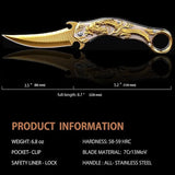 GELSHADOW Portable folding knife with gold dragon relief design-GS14, view 5