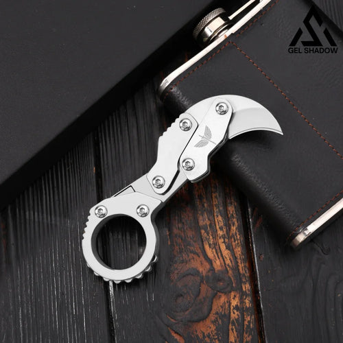 GELSHADOW GS185 Eagle Beak Full Steel Folding Knife Gadget Ring Knife