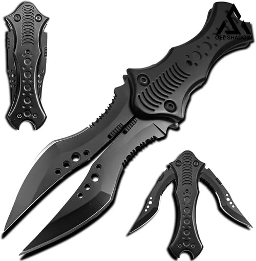 GELSHADOW 8.2" Unique Cool Double Blade Pocket Knife EDC Hiking Tools-GS88