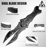 GELSHADOW 8.2" Unique Cool Double Blade Pocket Knife EDC Hiking Tools-GS88, view 3