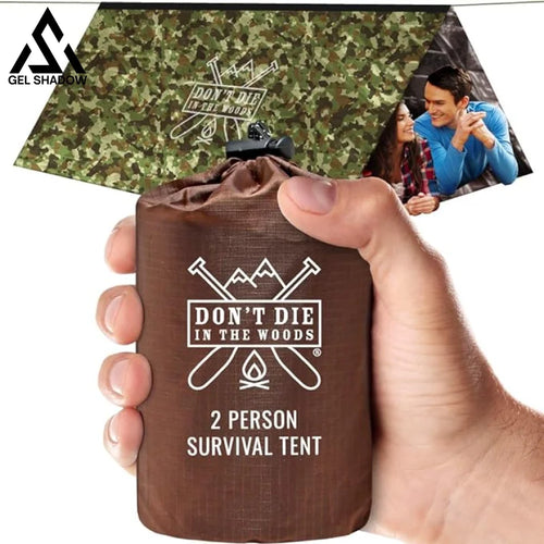 GELSHADOW GS249-Ultralight Survival Tent • 2 Person Mylar Emergency Shelter Tube Tent + Paracord