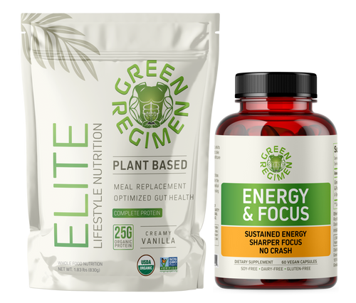Green Regimen Organic Plant Based Protein Vanilla - 20 Serving + 60 Energy and Focus Capsules