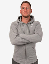 Guru Muscle ARK ZIP HOODIE LIGHT GREY MARL, view 2