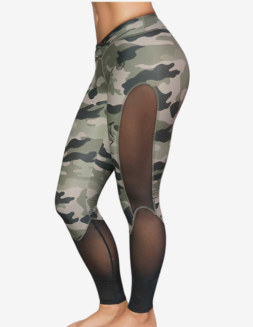 Guru Muscle Athena Camo Leggings – Olive Green & Black
