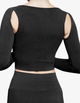 Guru Muscle ATHENA CAMO Seamless Crop Top – BLACK, view 2