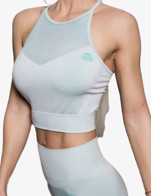 Guru Muscle Aurora Seamless Crop Top – Grey & Mint