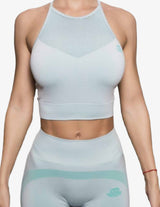 Guru Muscle Aurora Seamless Crop Top – Grey & Mint, view 3
