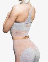 Guru Muscle Aurora Seamless Crop Top – Grey & Orange, view 3