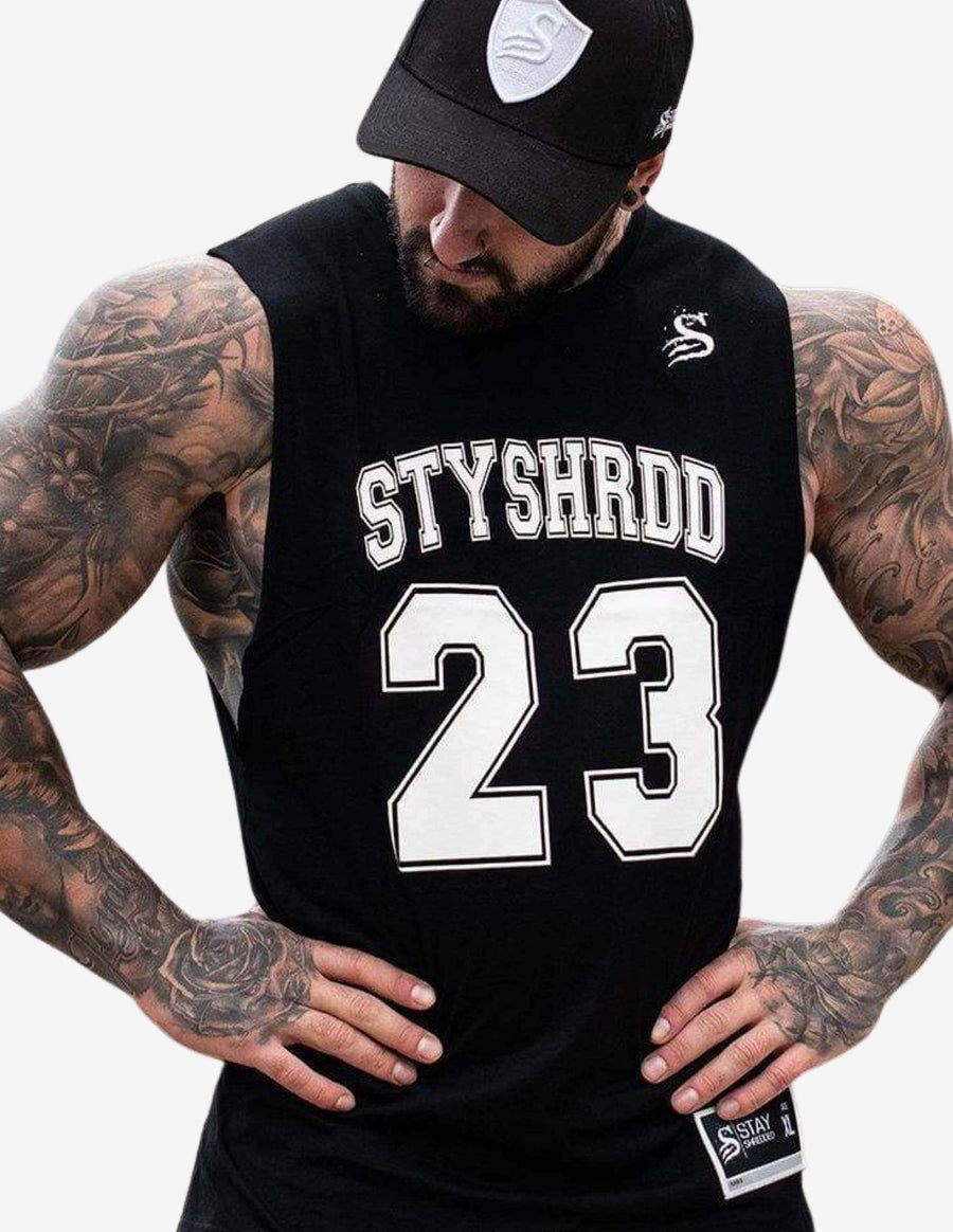 Guru Muscle Basketball Tank - Black/White