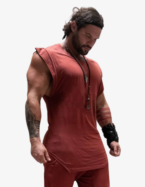 Guru Muscle BE HERE NOW TANK – MARSALA RED