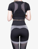 Guru Muscle BIKER Seamless Crop Top – Black / White, view 2