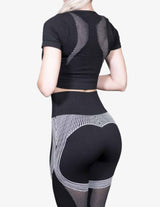 Guru Muscle BIKER Seamless Crop Top – Black / White, view 3
