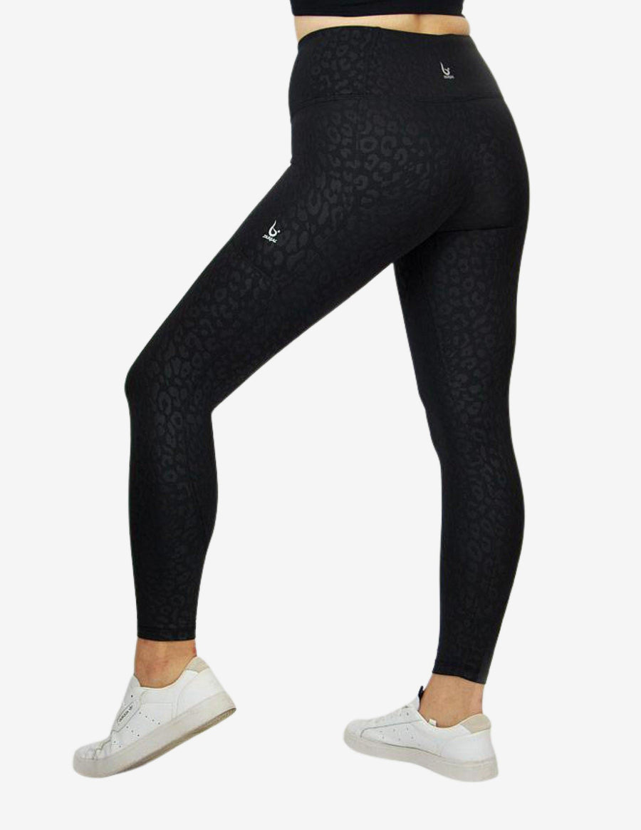 Guru Muscle Black Leopard Legging - Black