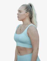 Guru Muscle Bondi Blue Ribbed Seamless Bra, view 3