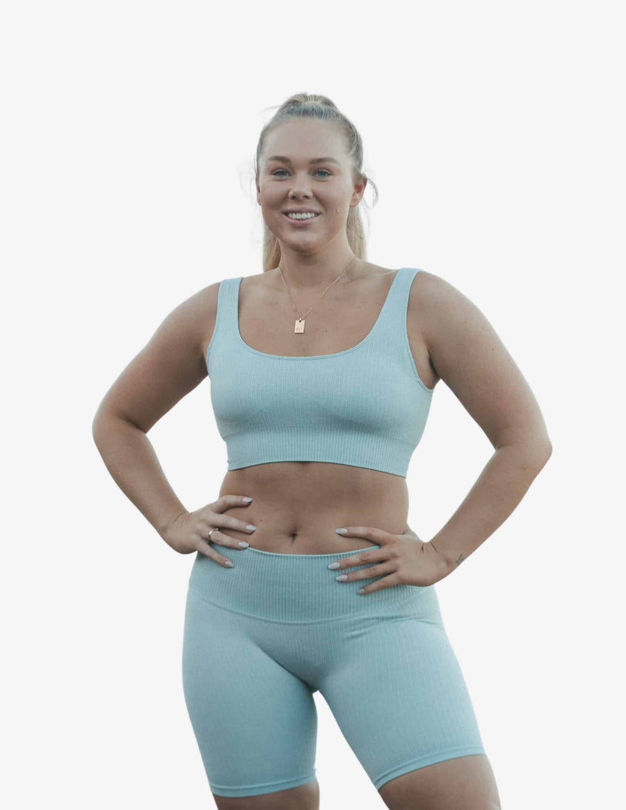 Guru Muscle Bondi Blue Ribbed Seamless Biker Shorts