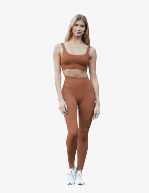 Guru Muscle Clay Ribbed Leggings Brown