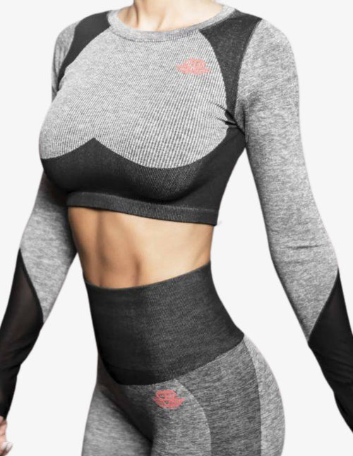 Guru Muscle Cleopatra Seamless Crop Top – Light Grey