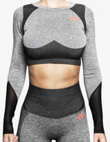 Guru Muscle Cleopatra Seamless Crop Top – Light Grey, view 3
