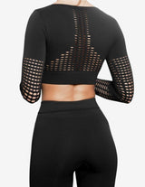 Guru Muscle CLIO 2.0 Seamless Crop Top – BLACK, view 2