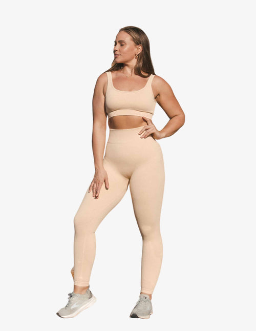 Guru Muscle Cream Ribbed Leggings Beige