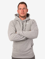 Guru Muscle Crest Hoodie Light Grey Marl, view 2