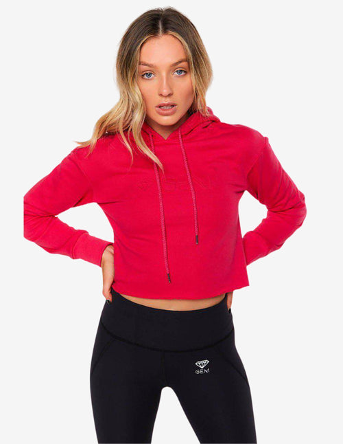 Guru Muscle Crop Hoodie (Fuschia)