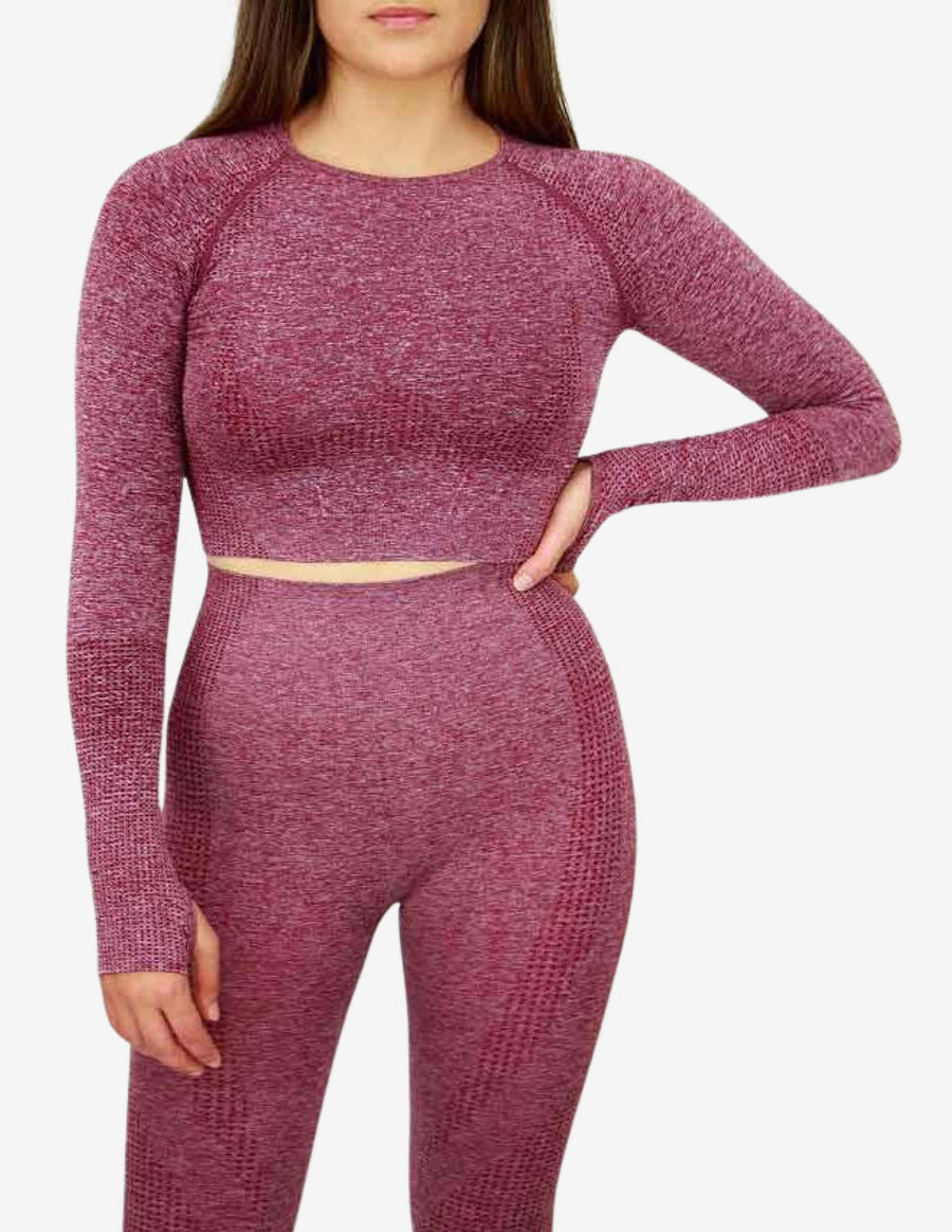 Guru Muscle Cropped Long Sleeve - Burgundy