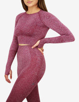 Guru Muscle Cropped Long Sleeve - Burgundy, view 3