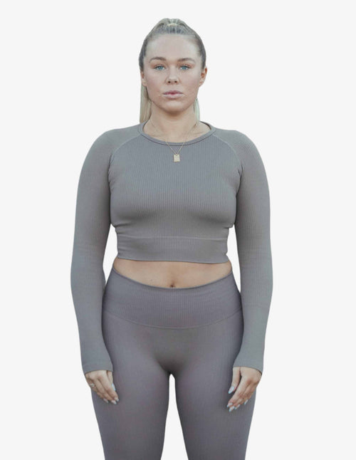 Guru Muscle Espresso Long Sleeve Crop Top